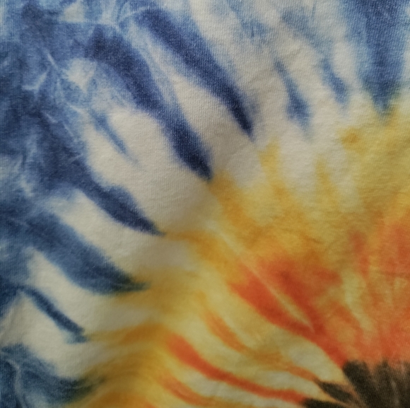 Wild Oats Clothing - Handmade blue and yellow sunflower tie-dye t-shirt. Size- L - Picture 4 of 5